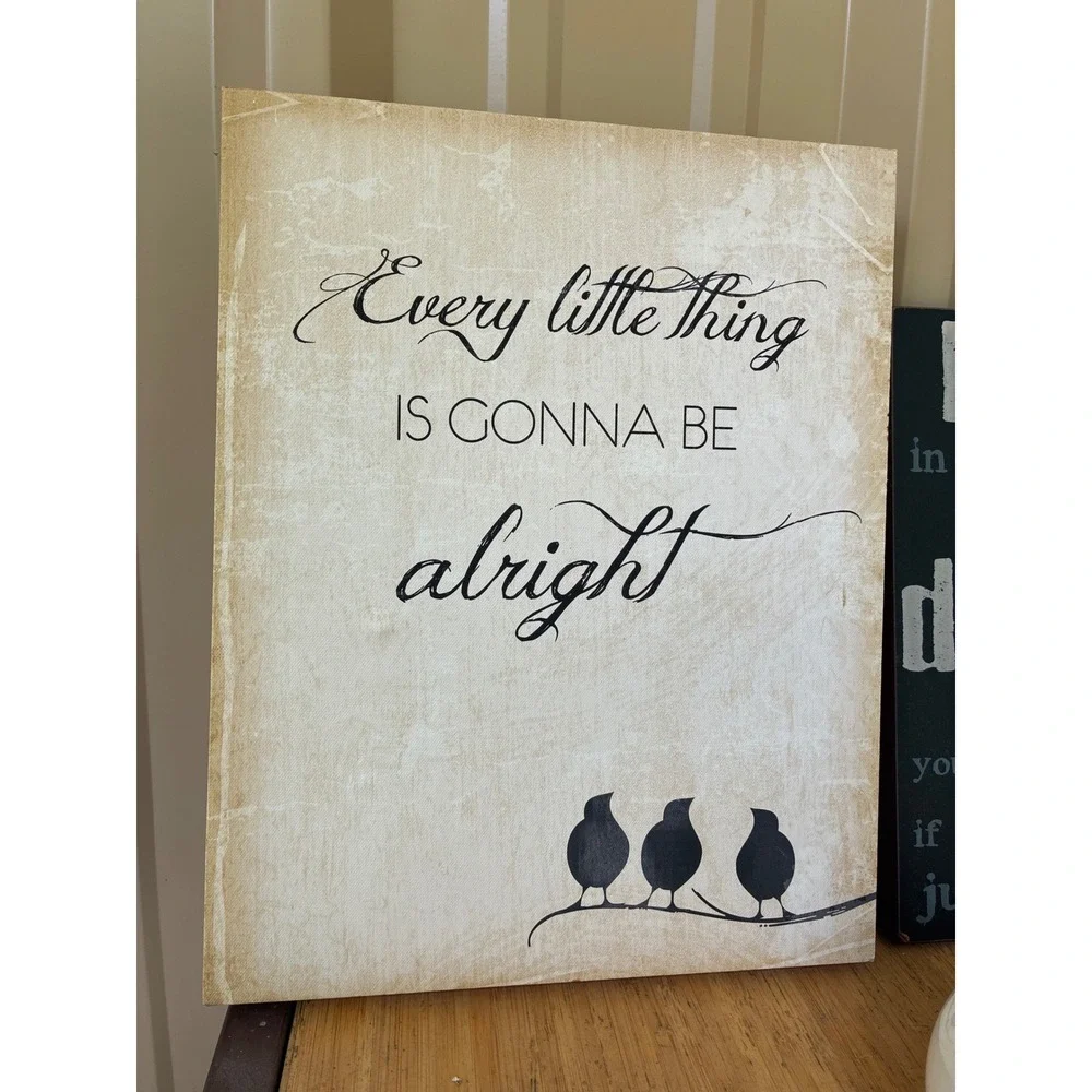 Pier 1 Ceramic Bird & Inspirational Wall Art Bundle Farmhouse Decor 3pc Set